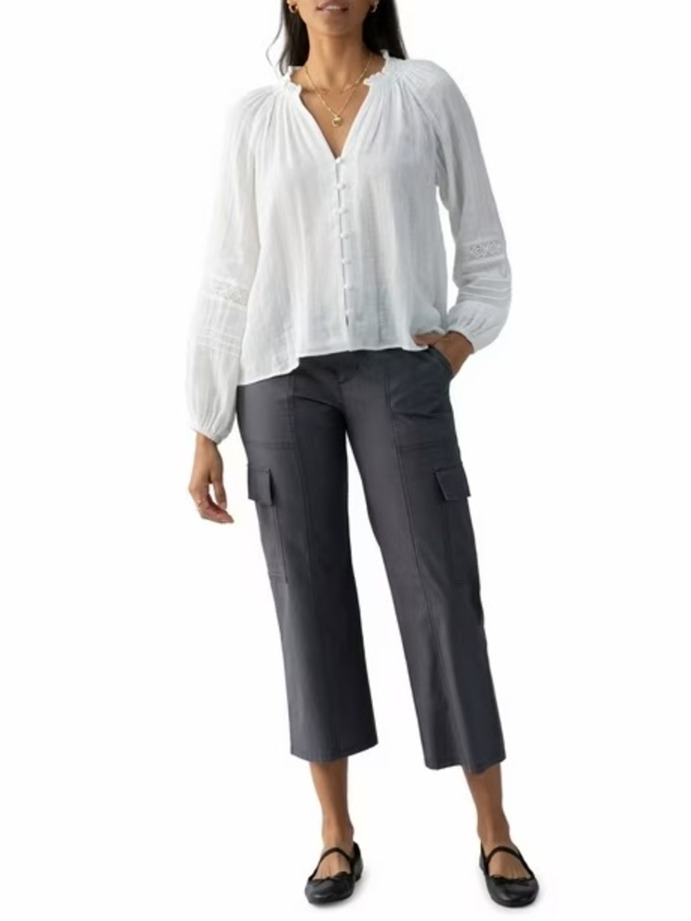 SANCTUARY Social Standard Women’s Portside Cargo Cropped Pant in Gray, XL